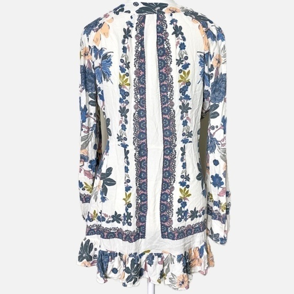 Free People Violet Hill White Floral Printed V Neck Ruffled Mini Dress - Picture 2 of 14